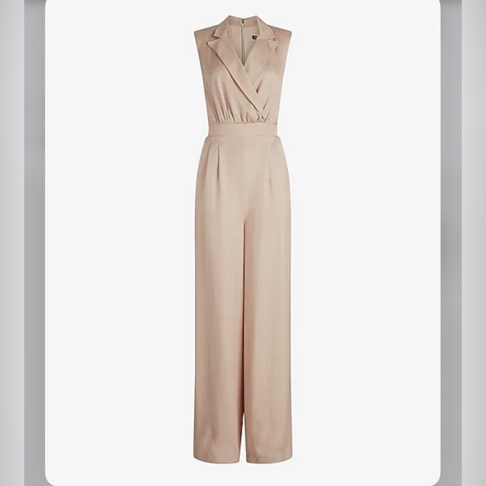 Express linen blend wide leg blazer jumpsuit